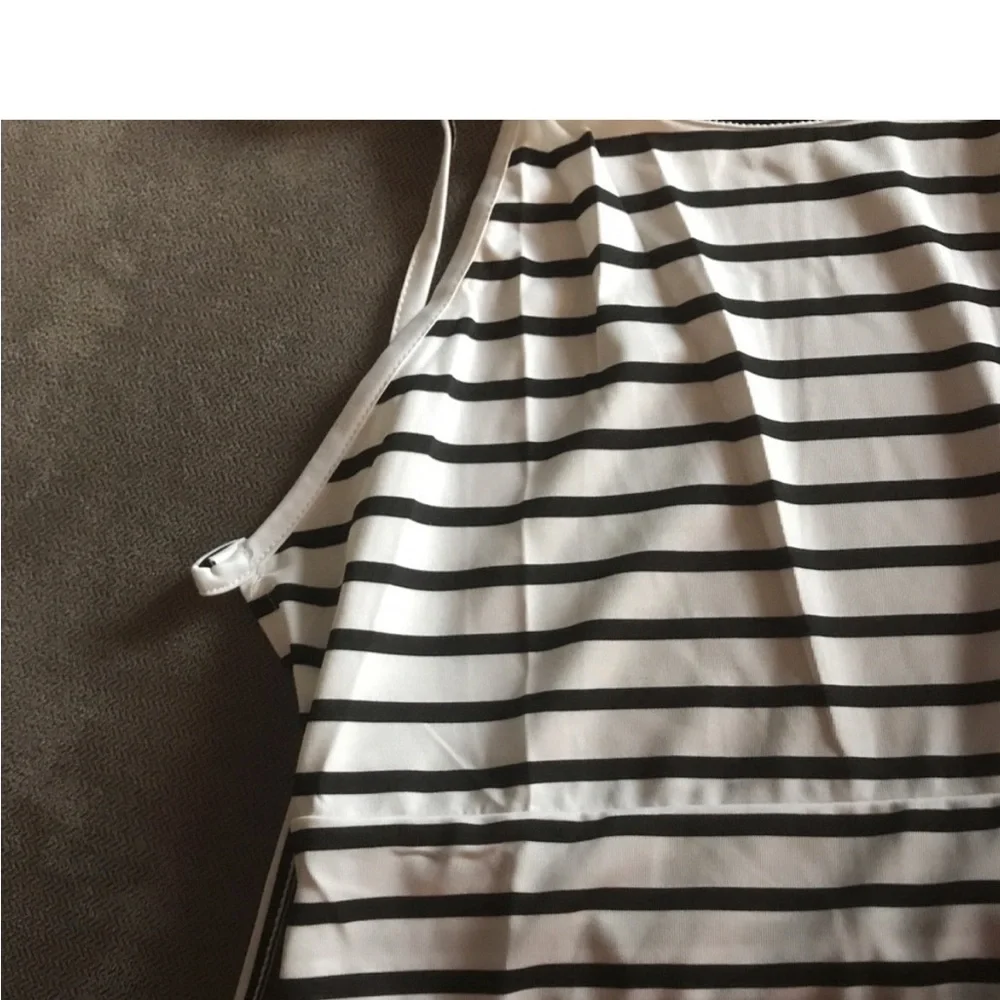 NEW BLACK & WHITE STRIPED HALTER MAXI DRESS - Picture 4 of 7